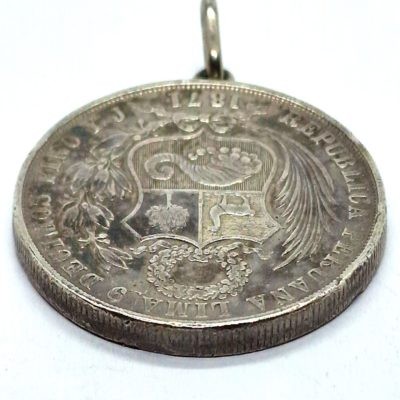 PEROU LIMA - 1 SOL 1871 ARGENT 900°/°° 25,1 g - Pendentif – Image 5