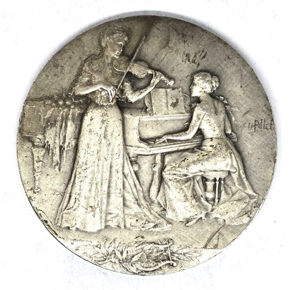 Médaille ARGENT 62 grammes. musique pianiste et violoniste. Ch MILLET – Image 2