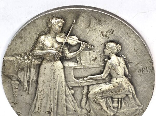 Médaille ARGENT 62 grammes. musique pianiste et violoniste. Ch MILLET