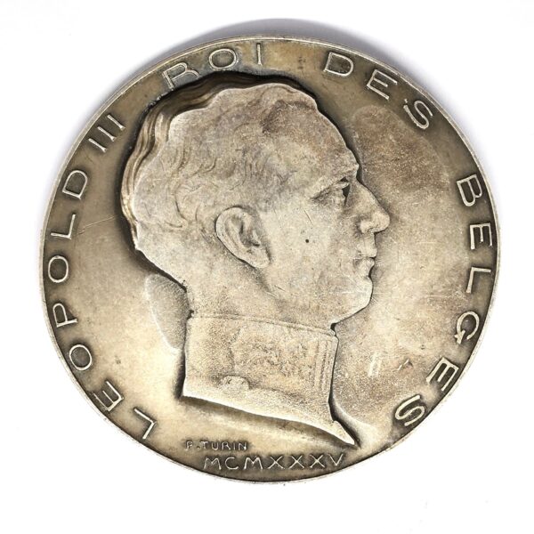 Médaille ARGENT. 142 grammes. Léopold III Roi des Belges 1935. P. TURIN – Image 2