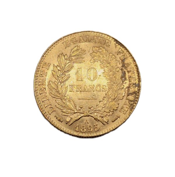10 Francs OR. CERES. 1895 A. SUP. Monnaies OR. VVF Gold Coin – Image 3