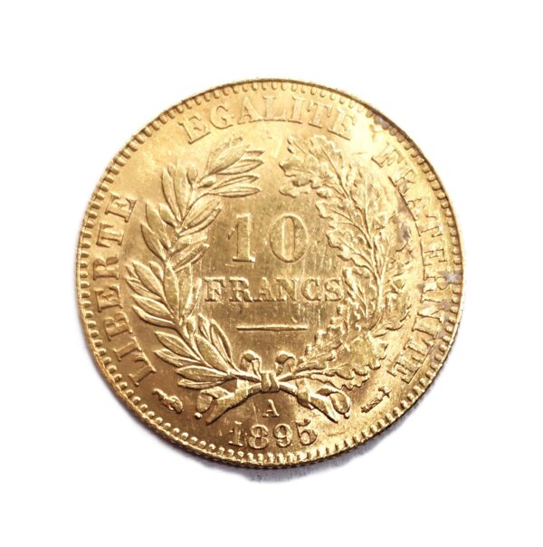 10 Francs OR. CERES. 1895 A. SUP. Monnaies OR. VVF Gold Coin – Image 2