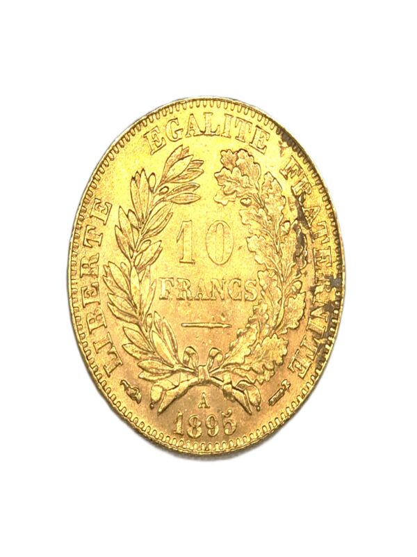10 Francs OR. CERES. 1895 A. SUP. Monnaies OR. VVF Gold Coin – Image 5