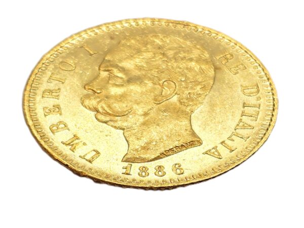 Monnaie OR 20 LIRE - 1886. TTB. Umberto I° RE d'ITALIA – Image 3
