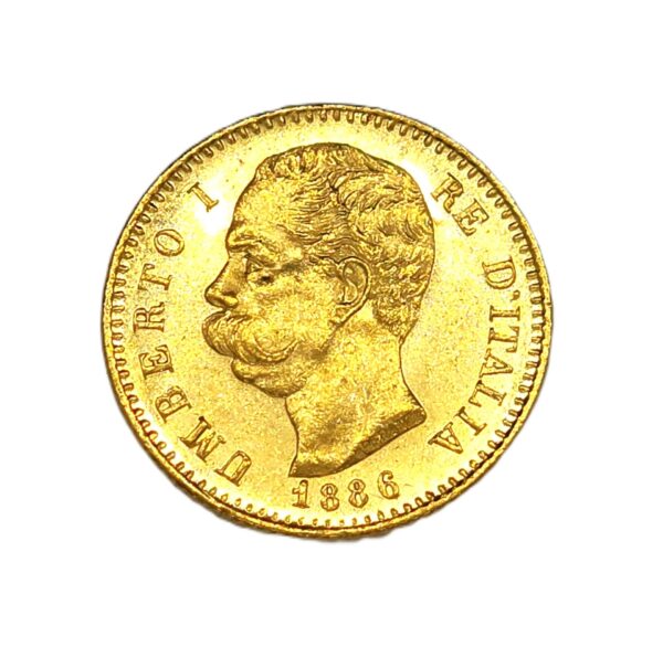 Monnaie OR 20 LIRE - 1886. TTB. Umberto I° RE d'ITALIA – Image 4