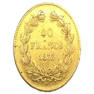 40 Francs OR. Louis PHILIPPE - Roi des Français - 1833 A. TTB – Image 2