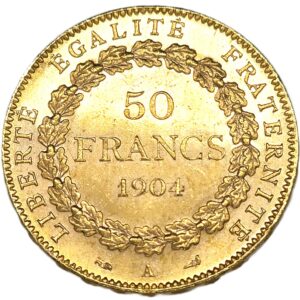 50 Francs OR. Génie 1904 A. 16,1 gr. 50.000 exemplaires