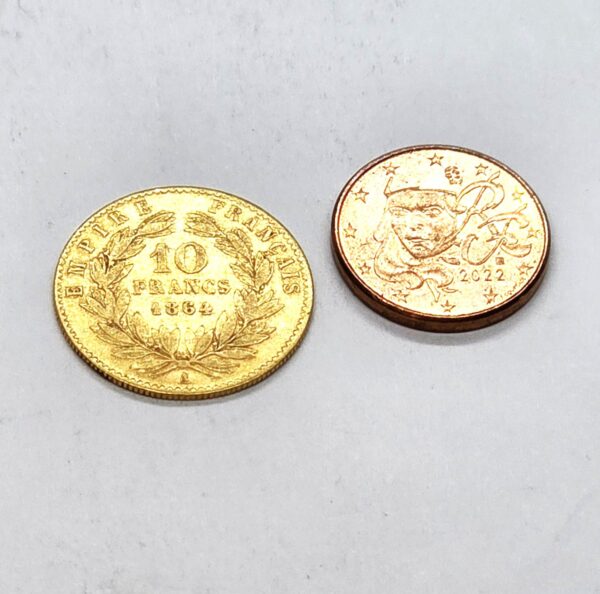 10 Francs OR. Napoléon III Lauré. 1864 A. Monnaies OR Investissement. – Image 5
