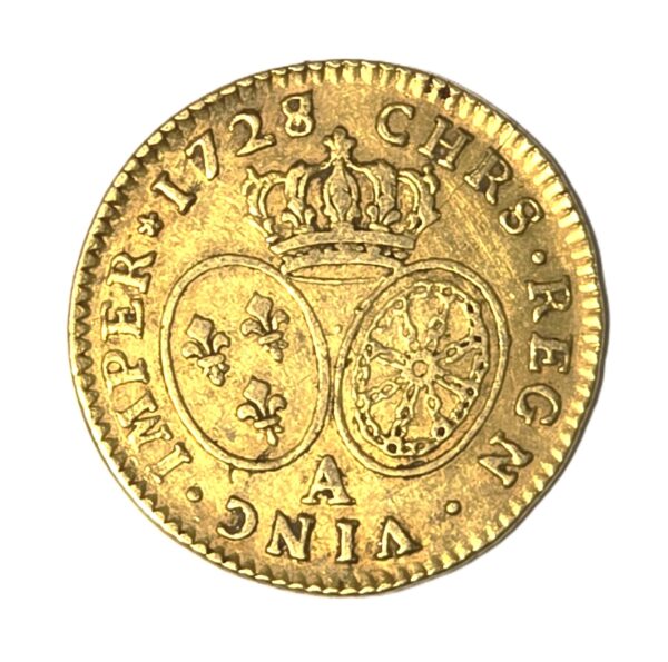 LOUIS D'OR. Louis XV Roi de France. 1728 A. Gold Coin. 8.15 grammes. TTB
