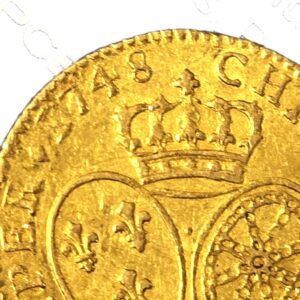 LOUIS D'OR. Louis XV Roi de France. 1748 W. Louis XV au bandeau. 8.15 grammes. SPL – Image 3