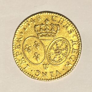 LOUIS D'OR. Louis XV Roi de France. 1748 W. Louis XV au bandeau. 8.15 grammes. SPL – Image 5