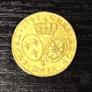 LOUIS D'OR. Louis XV Roi de France. 1748 W. Louis XV au bandeau. 8.15 grammes. SPL – Image 6