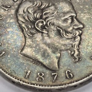 5 LIRE ITALIE 1876 Ecu XIX° Argent 900°/°°. Vittorio Emanuele