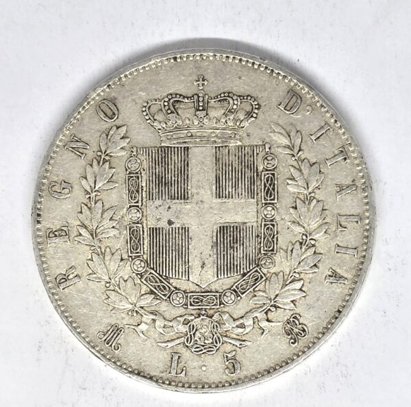 5 LIRE ITALIA 1875 Ecu XIX°Argent 900°/°°. Regno d'Italia (Copie) – Image 2