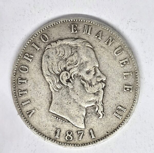 ITALIE 5 LIRE 1871 Ecu Argent 900°/°°. VITTORIO EMANUELE II (Copie)
