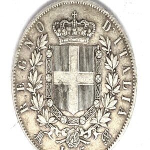 ECU ITALIEN 5 LIRE 1870 Argent 900°/°°. VITTORIO EMANUELE II – Image 2