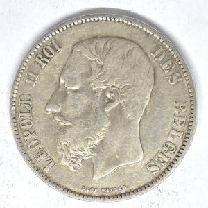 ECU 5 Francs BELGE 1869 L'UNION FAIT LA FORCE. Léopold II Roi des Belges
