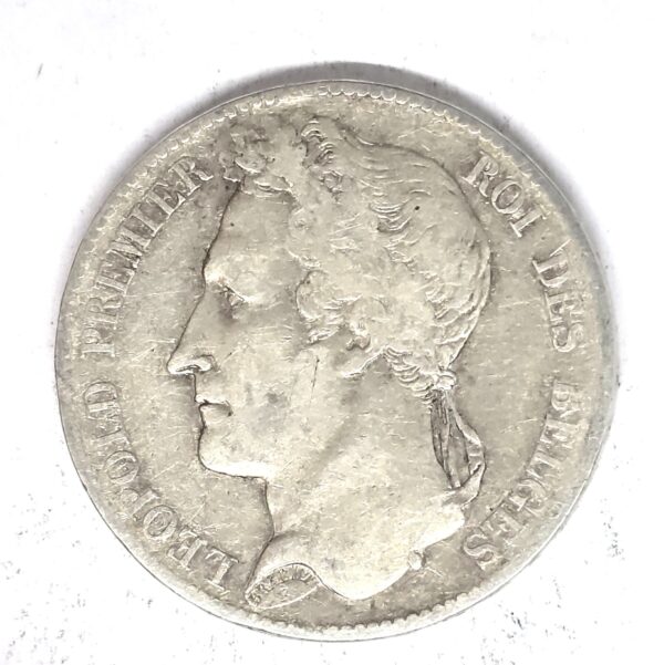 5 Francs Belge 1848 Argent 900°/°°. Léopold Premier Roi des Belges.