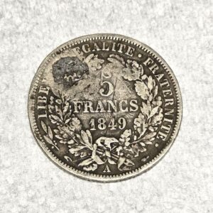 Rare CERES SATIRIQUE. ECU 5 Francs Argent 1849. Pièce satirique – Image 3