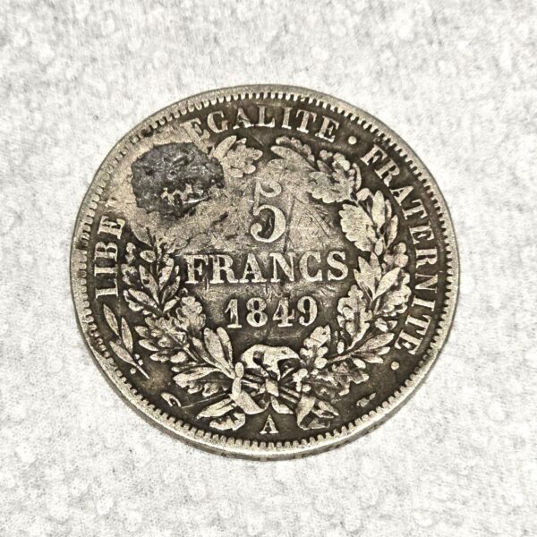 Rare CERES SATIRIQUE. ECU 5 Francs Argent 1849. Pièce satirique – Image 3