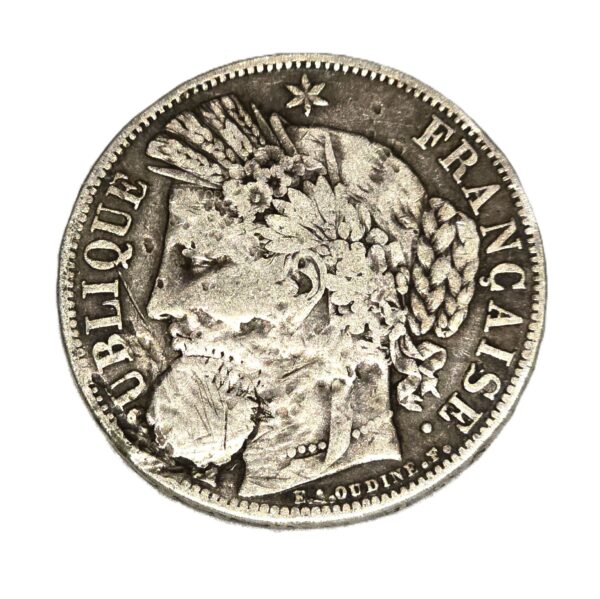 Rare CERES SATIRIQUE. ECU 5 Francs Argent 1849. Pièce satirique