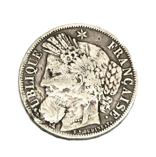 Rare CERES SATIRIQUE. ECU 5 Francs Argent 1849. Pièce satirique – Image 4