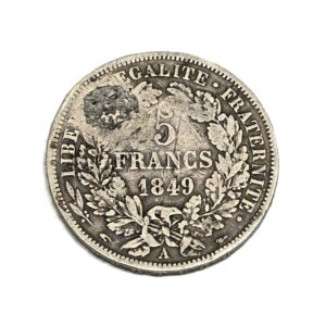 Rare CERES SATIRIQUE. ECU 5 Francs Argent 1849. Pièce satirique – Image 2