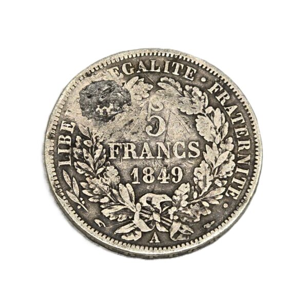 Rare CERES SATIRIQUE. ECU 5 Francs Argent 1849. Pièce satirique – Image 2