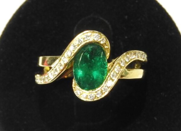 Bague EMERAUDE & 33 Diamants. OR 750°/°°. Tête d'aigle. 8,2 gr – Image 2