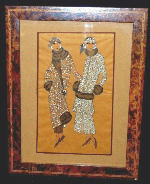 Aquarelle-ART-DECO-MODE-Femmes-Elegantes-en-Fourrures-Genre-Icart-Kirchner-273954520380