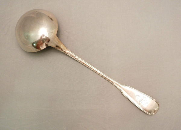 LOUCHE-ARGENT-MASSIF-209-gr-Argenterie-FILET-Poinon-VIEILLARD-18191838-273209348060-3