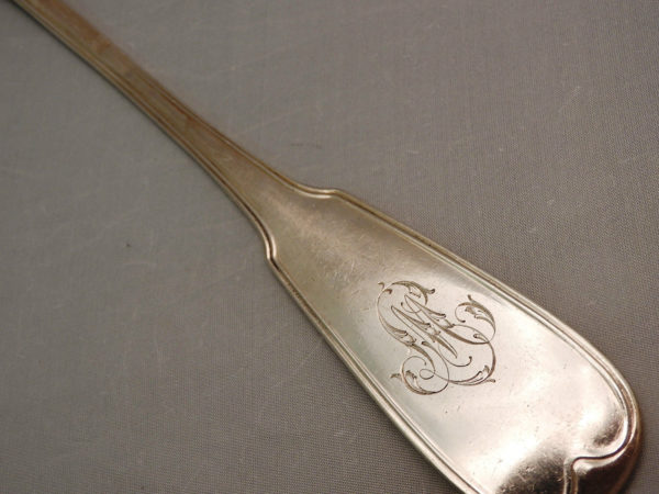 LOUCHE-ARGENT-MASSIF-209-gr-Argenterie-FILET-Poinon-VIEILLARD-18191838-273209348060-4