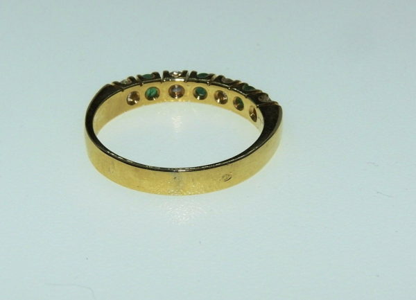 BAGUE-OR-Jaune-750-DIAMANTS-EMERAUDES-Alliance-12-tour-32-gr-274508832901-11