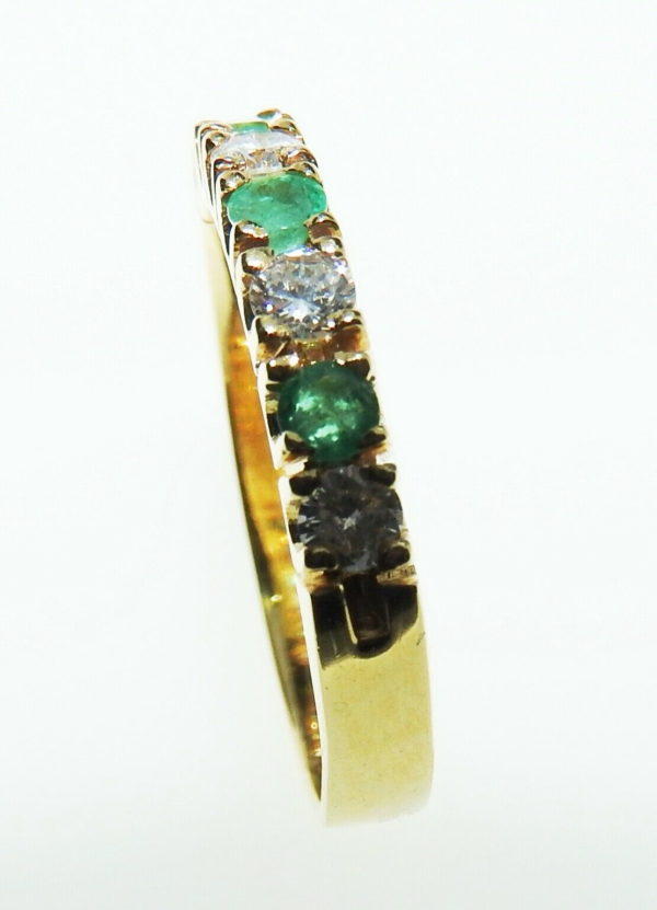 BAGUE-OR-Jaune-750-DIAMANTS-EMERAUDES-Alliance-12-tour-32-gr-274508832901-2