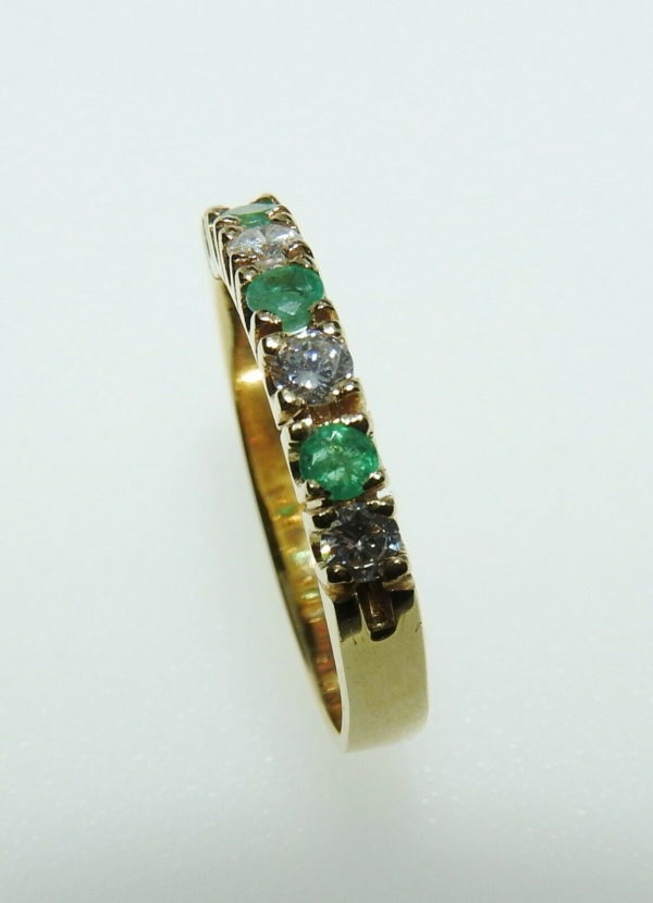 BAGUE-OR-Jaune-750-DIAMANTS-EMERAUDES-Alliance-12-tour-32-gr-274508832901-3