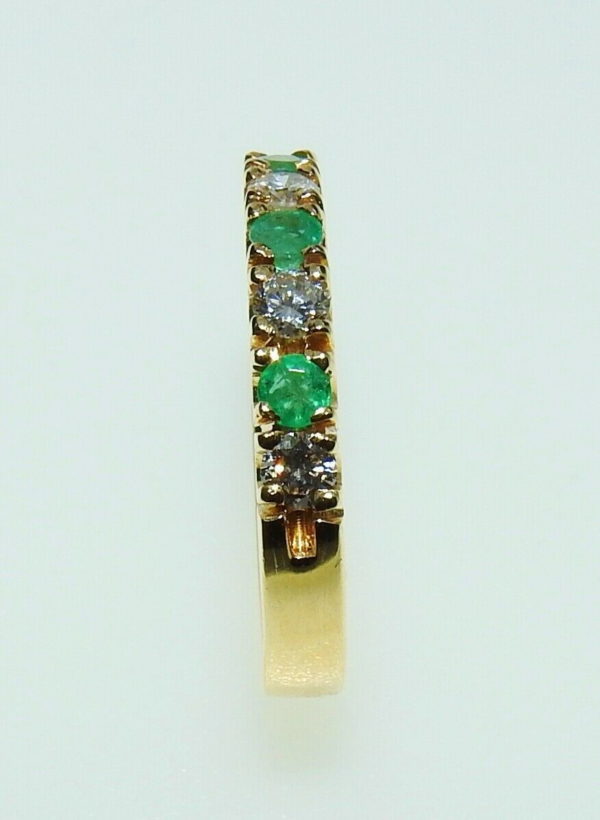 BAGUE-OR-Jaune-750-DIAMANTS-EMERAUDES-Alliance-12-tour-32-gr-274508832901-4