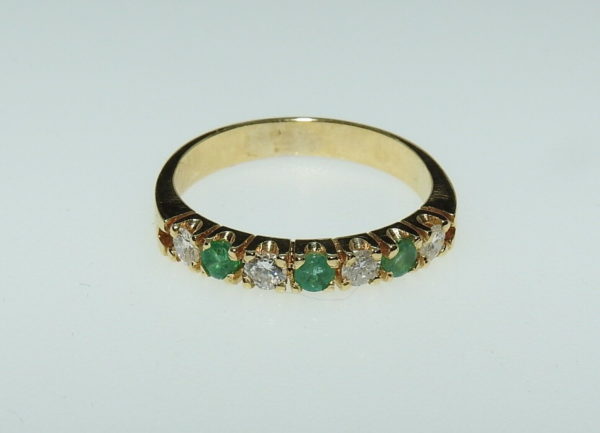 BAGUE-OR-Jaune-750-DIAMANTS-EMERAUDES-Alliance-12-tour-32-gr-274508832901-7