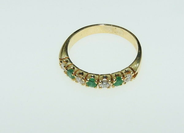 BAGUE-OR-Jaune-750-DIAMANTS-EMERAUDES-Alliance-12-tour-32-gr-274508832901-8