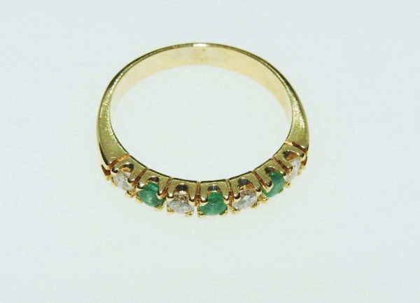 BAGUE-OR-Jaune-750-DIAMANTS-EMERAUDES-Alliance-12-tour-32-gr-274508832901-9