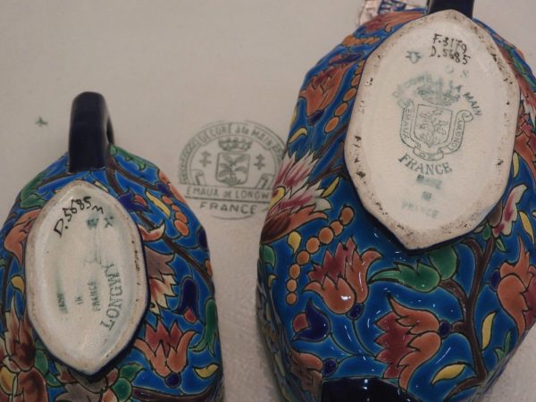 Service-Tete-tete-Caf-Th-Estampill-LONGWY-Faience-maille-TTBE-282824890031-11