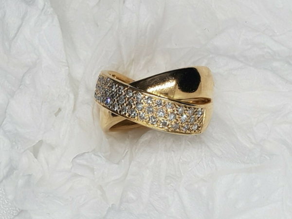 BAGUE-OR-750-Contemporaine-Or-jaune-18K-47-Diamants-9-gr-Poincon-Hibou-283987137952-10