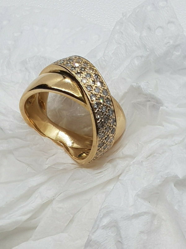 BAGUE-OR-750-Contemporaine-Or-jaune-18K-47-Diamants-9-gr-Poincon-Hibou-283987137952-11