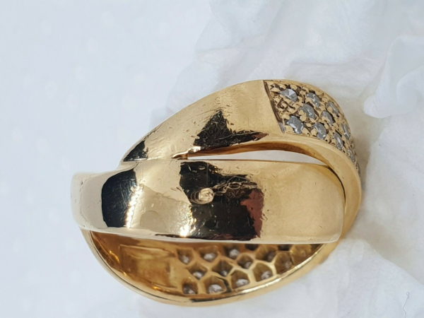 BAGUE-OR-750-Contemporaine-Or-jaune-18K-47-Diamants-9-gr-Poincon-Hibou-283987137952-12