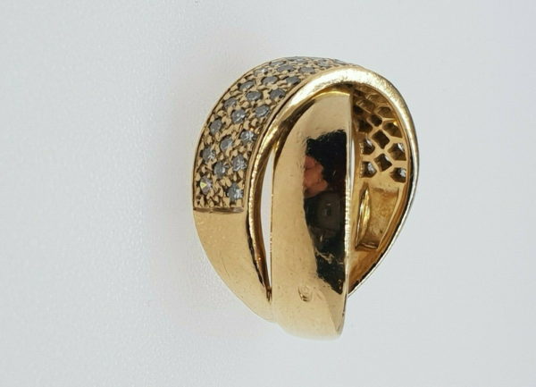 BAGUE-OR-750-Contemporaine-Or-jaune-18K-47-Diamants-9-gr-Poincon-Hibou-283987137952-2