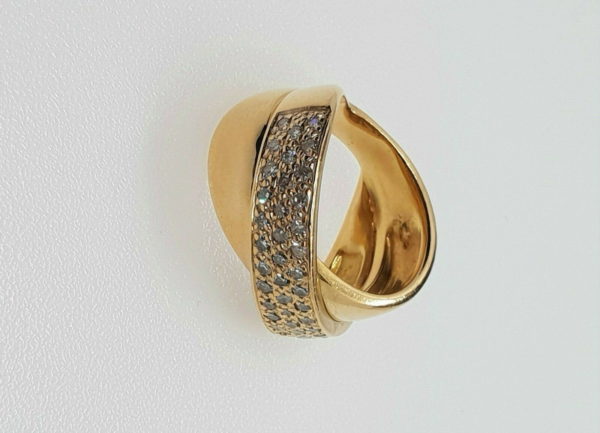 BAGUE-OR-750-Contemporaine-Or-jaune-18K-47-Diamants-9-gr-Poincon-Hibou-283987137952-3
