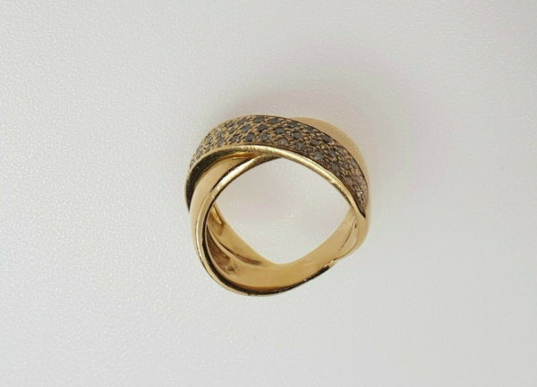 BAGUE-OR-750-Contemporaine-Or-jaune-18K-47-Diamants-9-gr-Poincon-Hibou-283987137952-4