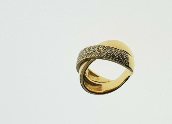 BAGUE-OR-750-Contemporaine-Or-jaune-18K-47-Diamants-9-gr-Poincon-Hibou-283987137952-6