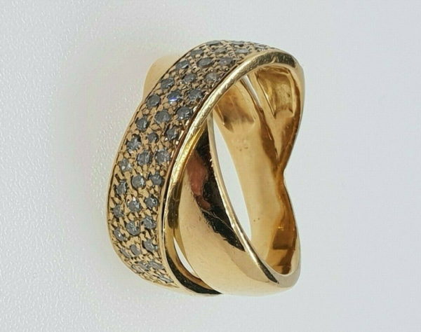 BAGUE-OR-750-Contemporaine-Or-jaune-18K-47-Diamants-9-gr-Poincon-Hibou-283987137952