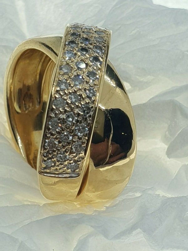 BAGUE-OR-750-Contemporaine-Or-jaune-18K-47-Diamants-9-gr-Poincon-Hibou-283987137952-8