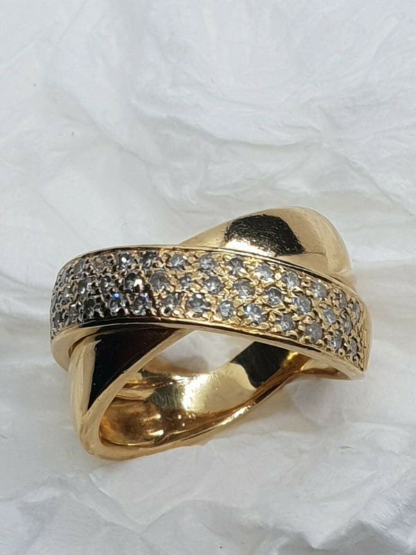 BAGUE-OR-750-Contemporaine-Or-jaune-18K-47-Diamants-9-gr-Poincon-Hibou-283987137952-9
